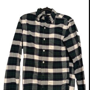 J Crew Oxford Men's Slim Button-Down Shirt Size XS Blue Green Plaid Flannel